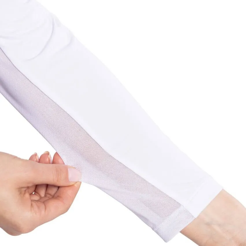 NoSlipGrip Golftini Women's Say Yes Long Sleeve Golf Polo Shirt - White/Navy