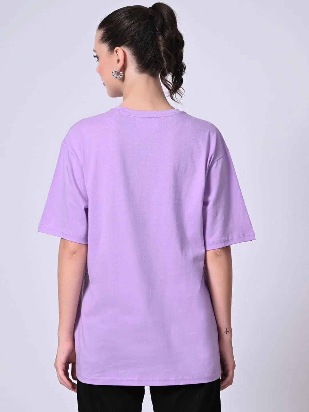Stretch Knit Timeless 100% Cotton Solid T-shirt - Lavender