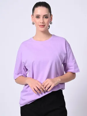 Timeless 100% Cotton Solid T-shirt - Lavender Heavyweight Weave Casual and cool