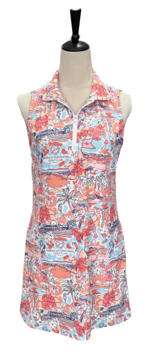 Smith & Quinn Peach Aurora International Golf Club Patterned Women??s Golf Dress Size M MSP$135 Sheer Light
