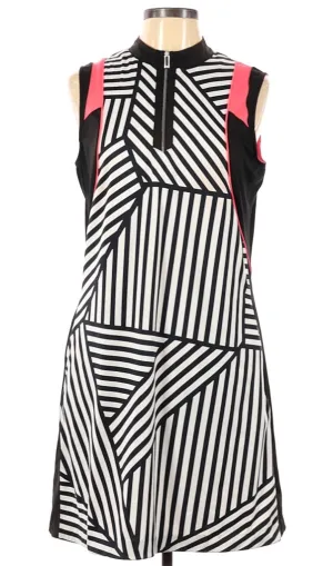 Tail Black & White Patterned Stripe Dress with Pink Accents Size L Polished Layer City Rhythm
