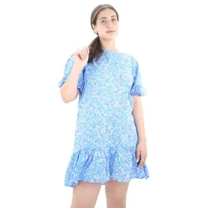 Women's Floral Open Back Casual Dress,Blue Velvet-Sleeve Date Nightwear