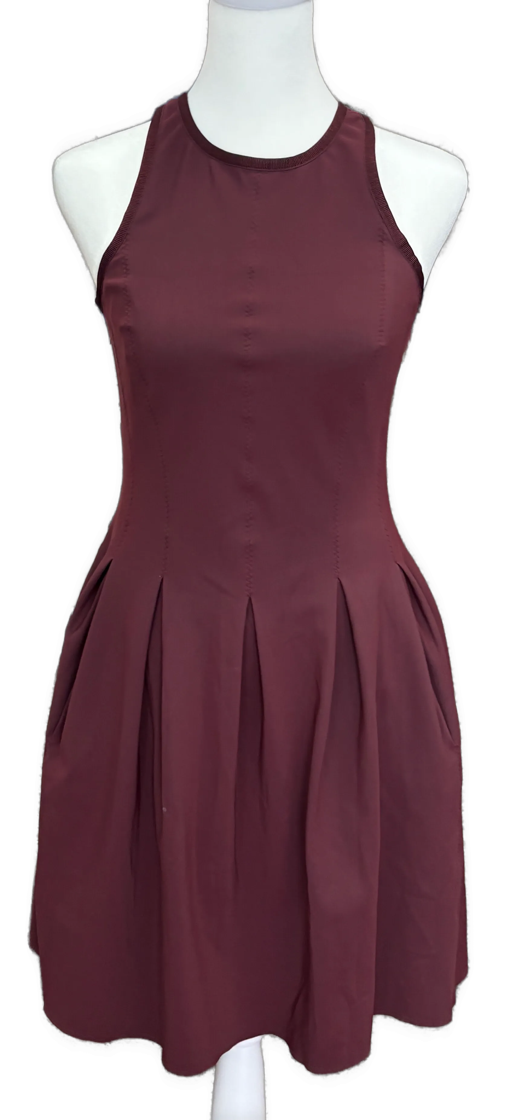 Lululemon Burgundy Zip Racerback Pleated Active Dress Size S Sophisticated Wear