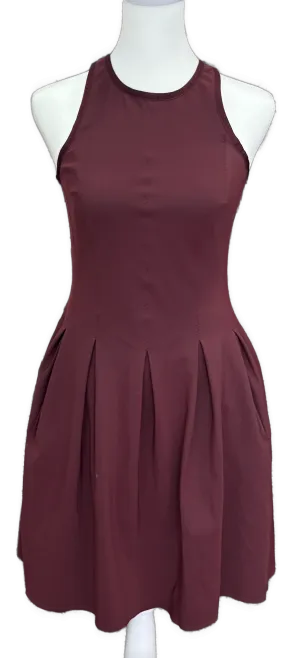 Lululemon Burgundy Zip Racerback Pleated Active Dress Size S Sophisticated Wear