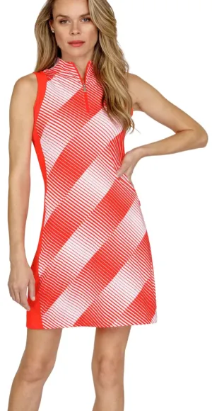 Clear Blush Tail Activewear Rhys Abstract Line Sleeveless Golf Dress - Red Size S MSP$110