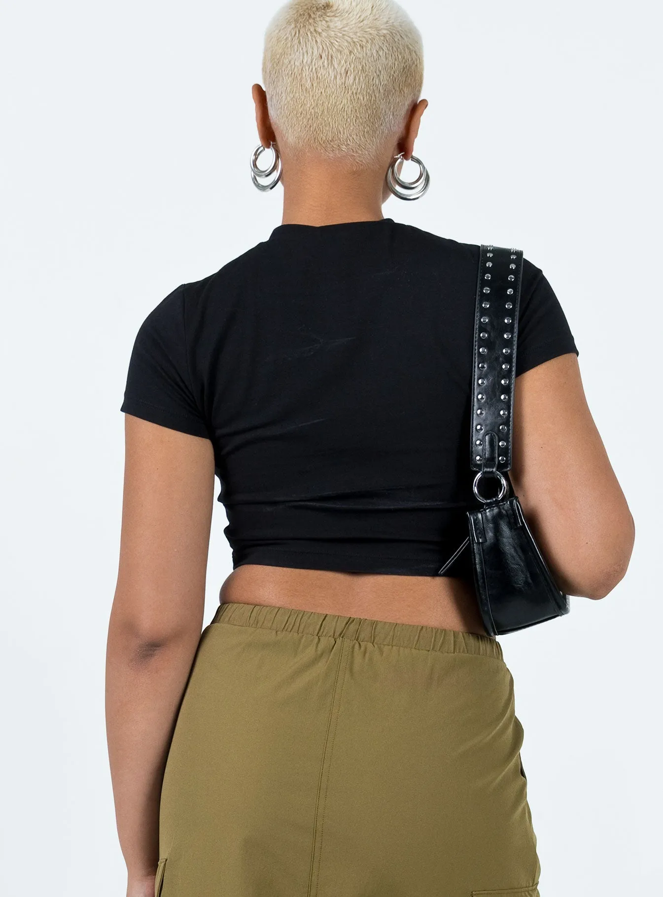 Motel Surtila Top Black DoubleLayeredCollar Micro Perforation