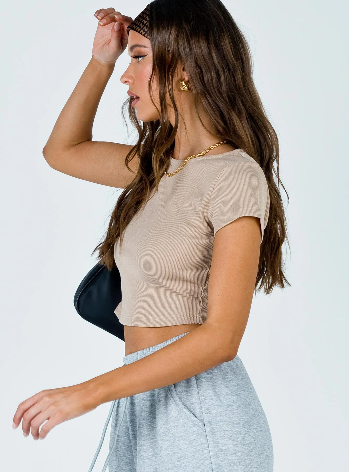 Classic Cropped Tee Beige Eco Relaxed Vibe Comfy Choice