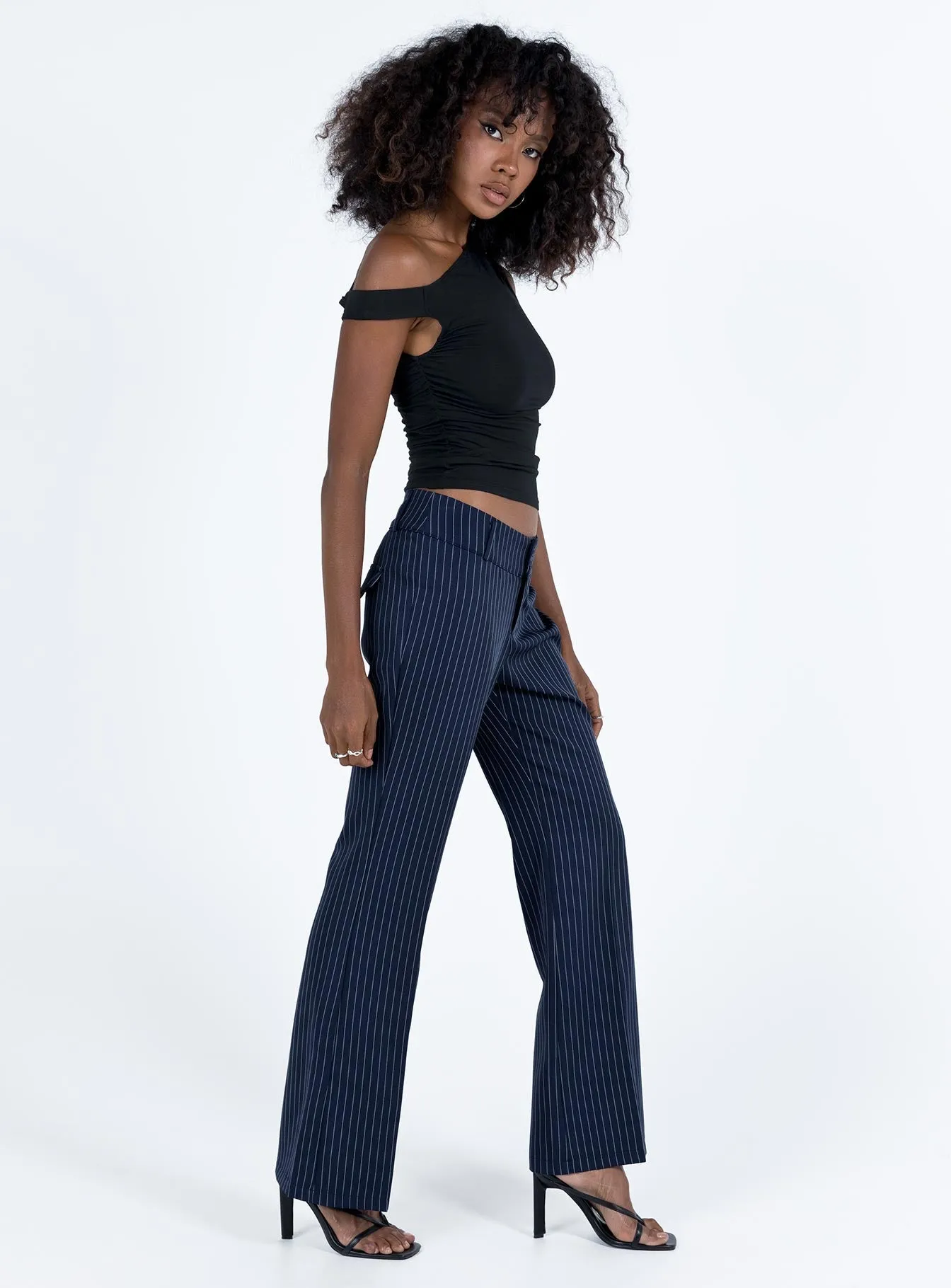 Archette Pant Navy Pinstripe Comfort Layer HiddenDrawcord