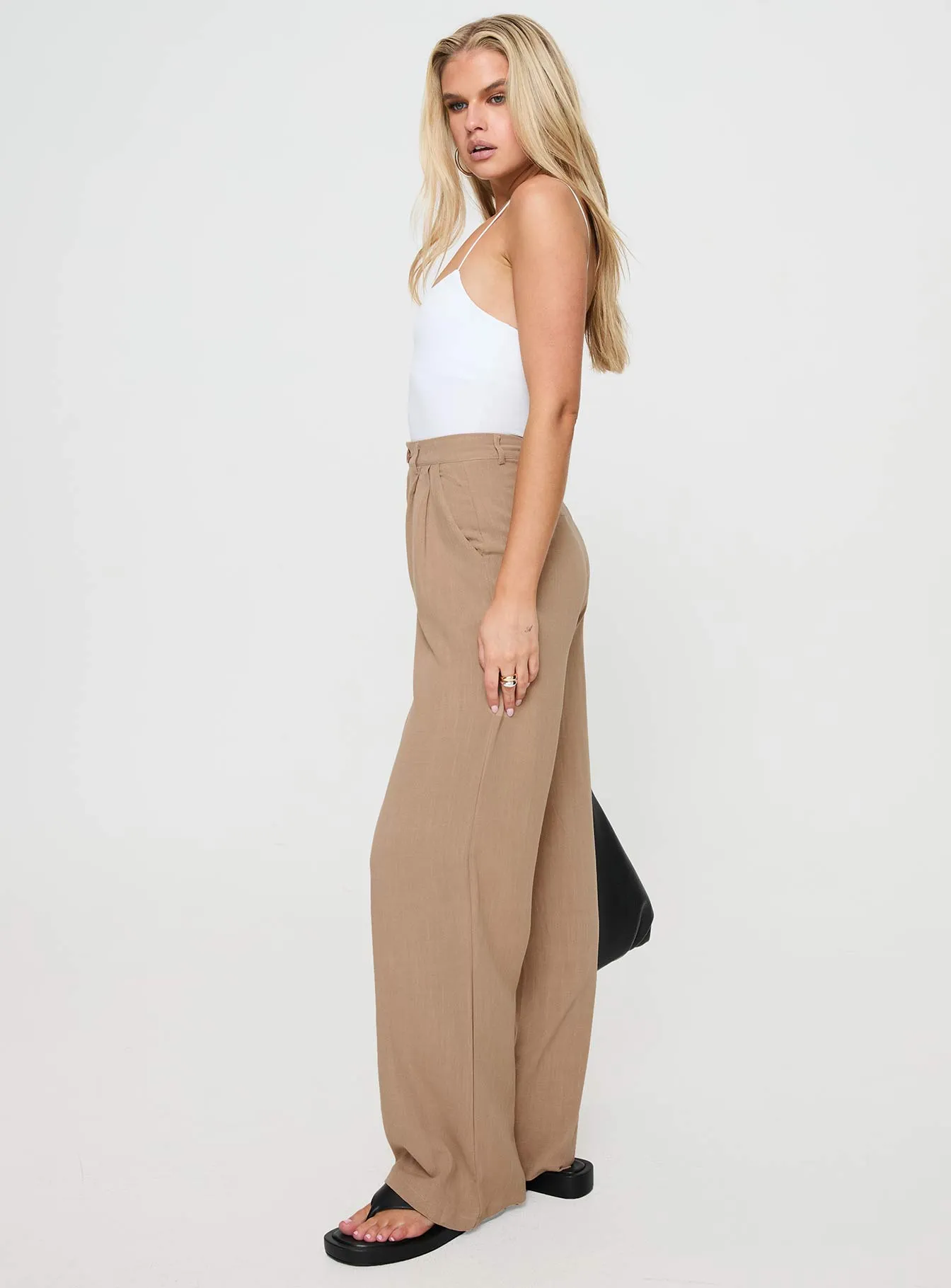 Rest Easy Quick Flex Brenda Linen Blend Pants Beige