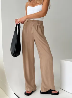 Brenda Linen Blend Pants Beige slim fit