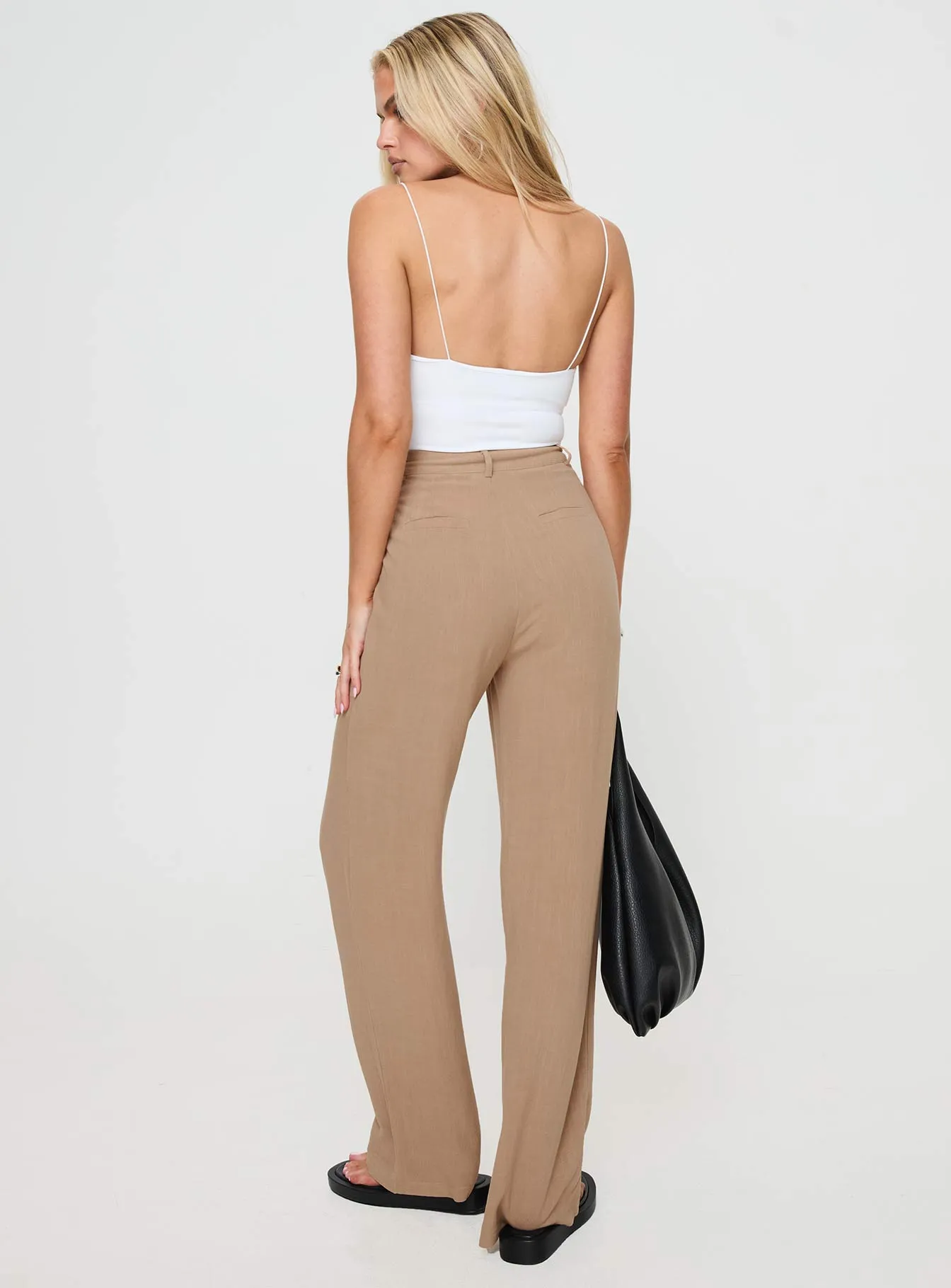 Brenda Linen Blend Pants Beige All Purpose Fit Flattering Look