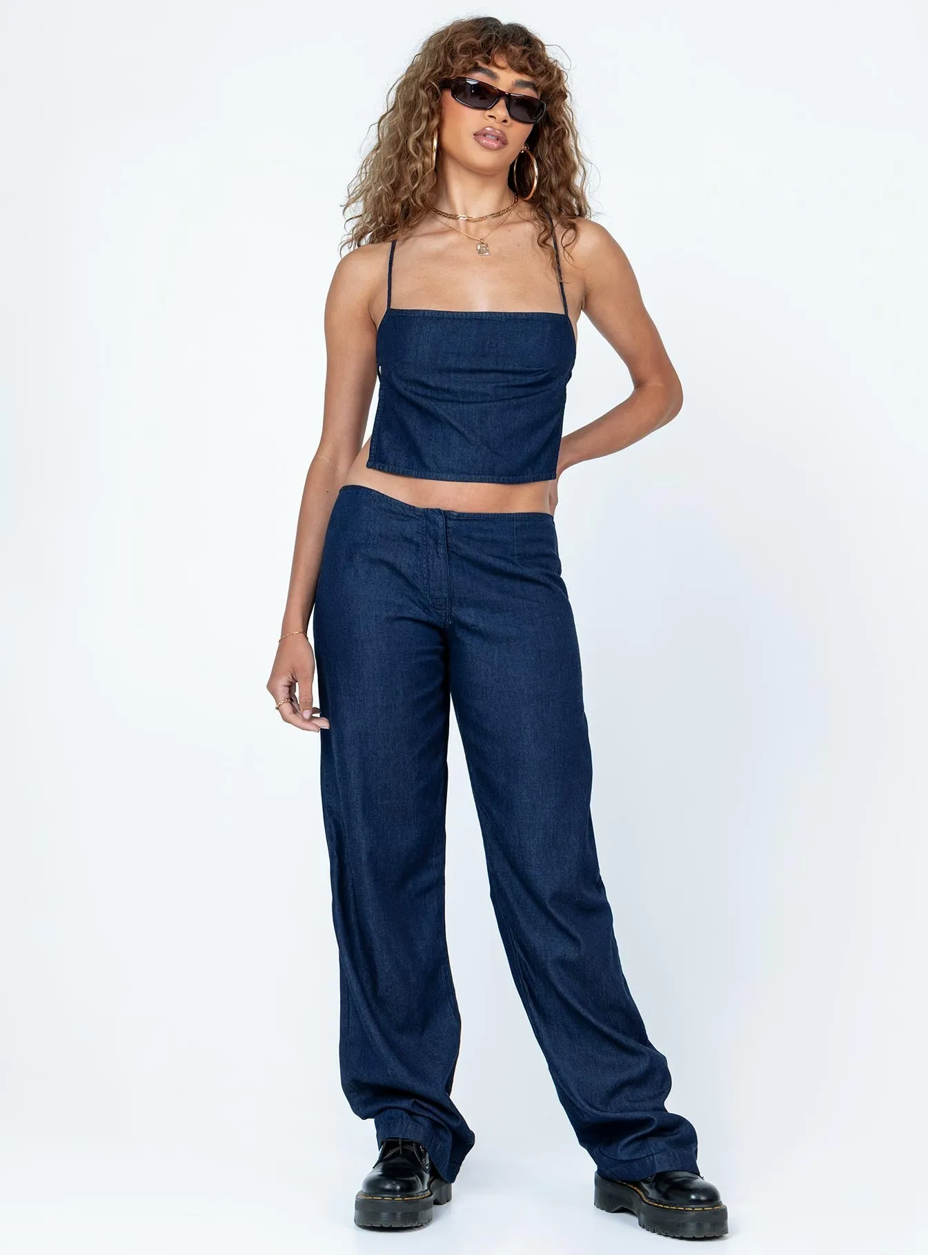 Motel Sedna Trouser Denim Blue FunctionalZipper Breathable Performance Wear