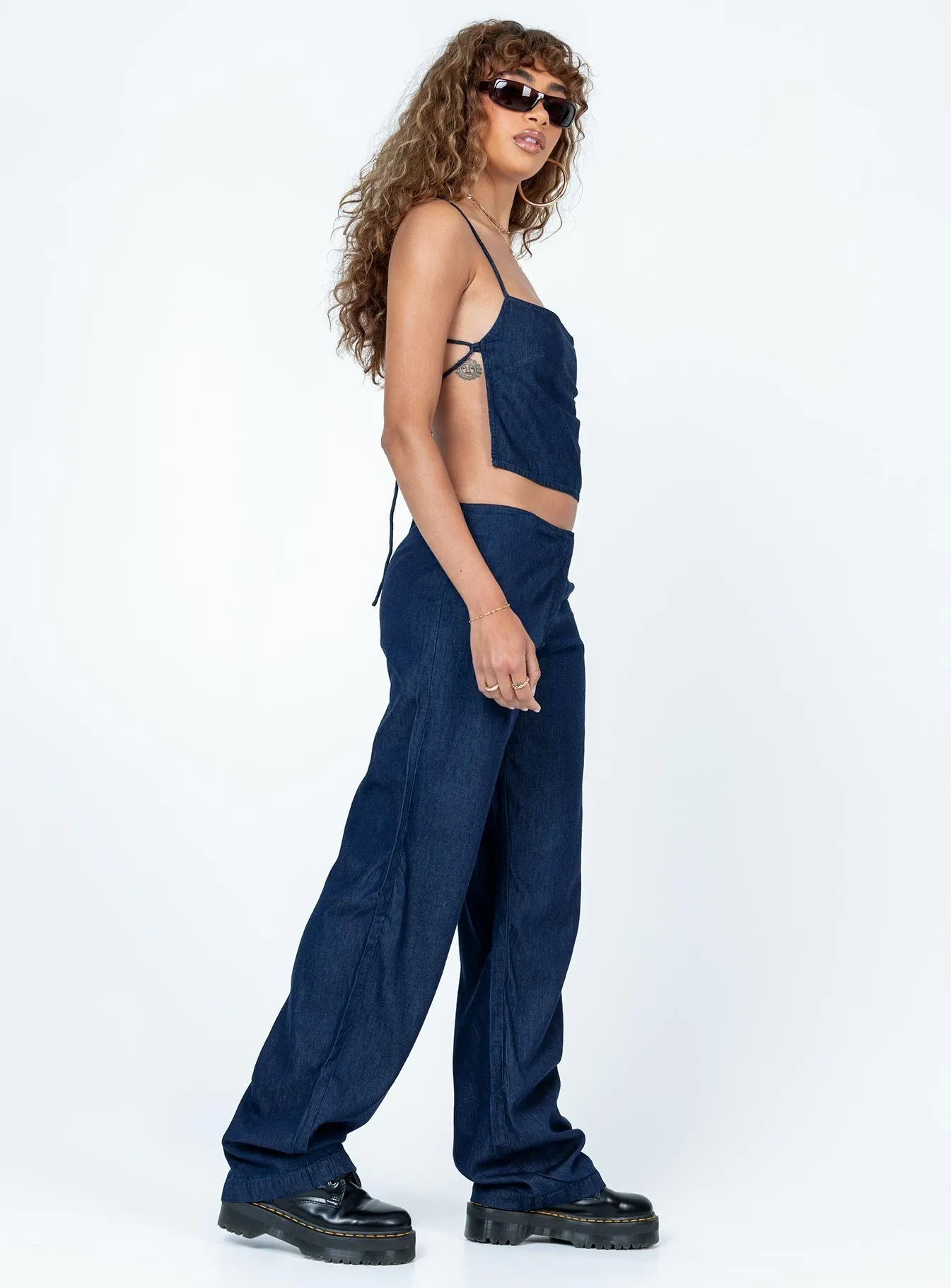 Motel Sedna Trouser Denim Blue High-rise waist Minimalist Fit