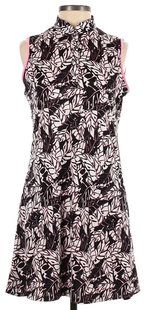 Sport Haley Black, White & Pink Frond Print Golf Dress Size S MSP$100 Pure Elegance