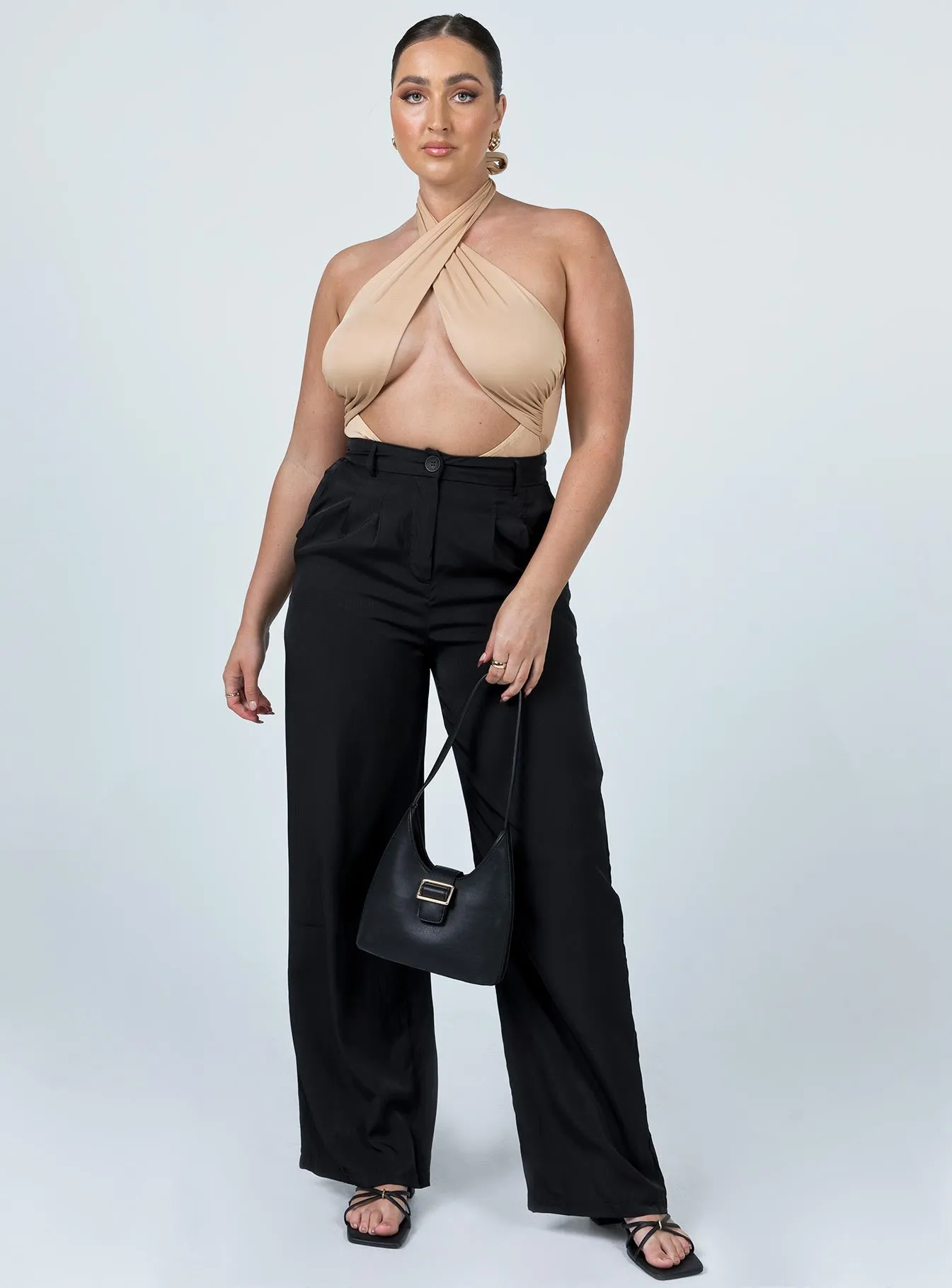 halter bodysuit cocktail bodysuit Anastasia Bodysuit Beige