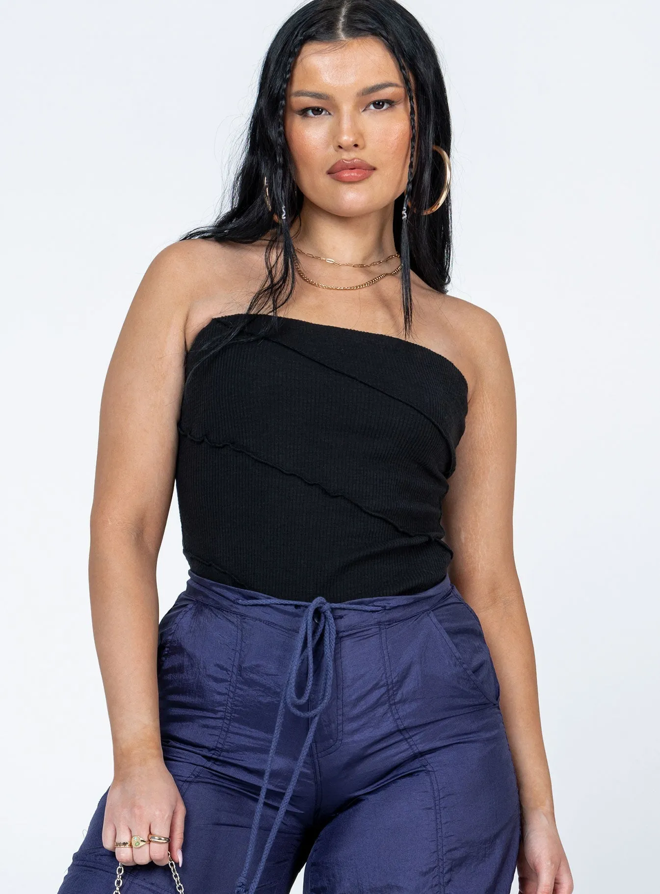 minimalist bodysuit Oscar Strapless Bodysuit Black