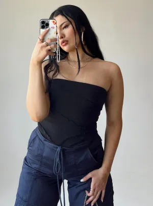 metallic bodysuit Oscar Strapless Bodysuit Black