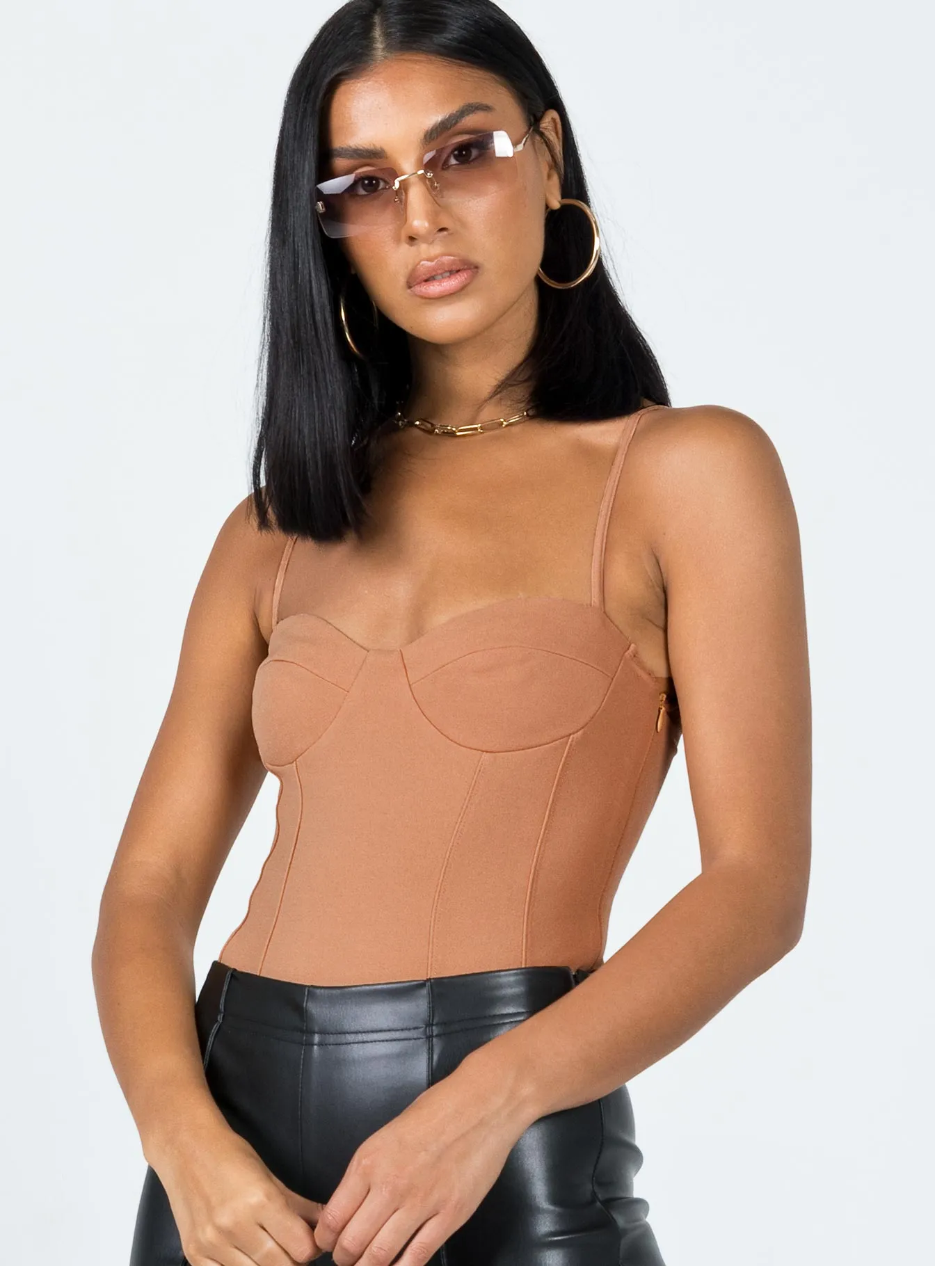 office chic bodysuit Oakland Bodysuit Beige