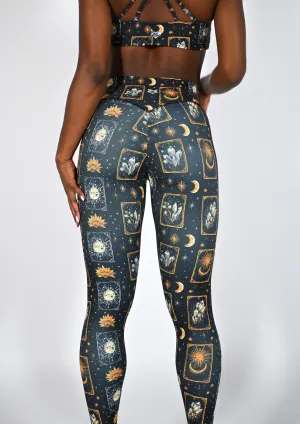 Mountain Hike Body Shaping Chic and Stylish Celestial Tarot Wrap Waist V-Booty Leggings