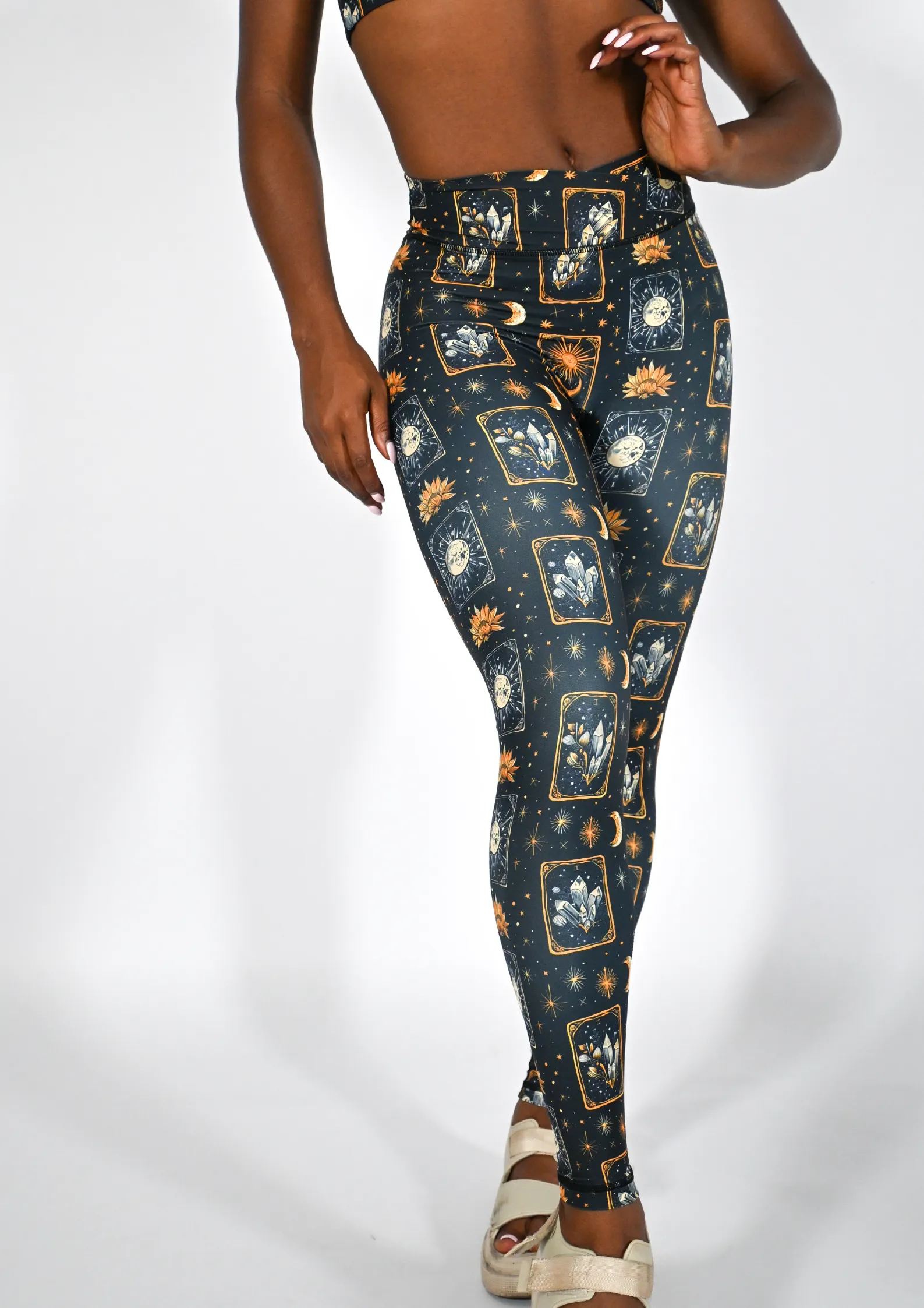 Celestial Tarot Wrap Waist V-Booty Leggings Hidden Pocket Design