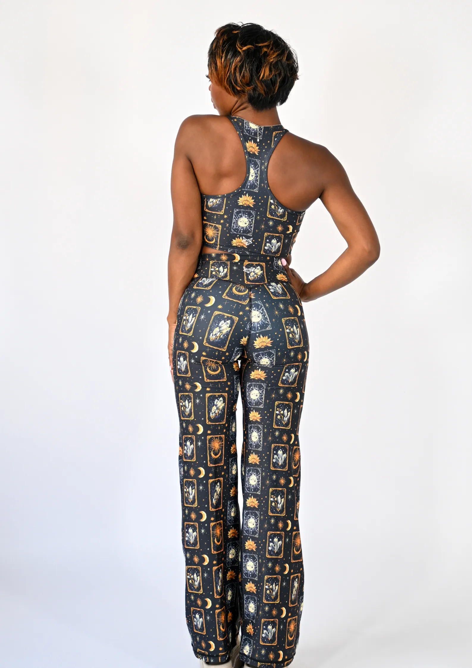 Flexible Waistline Design Celestial Tarot Wide Leg Trousers