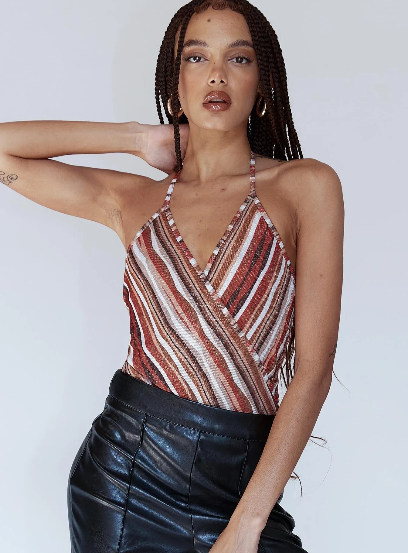 Quinn Bodysuit Orange Multi turtleneck bodysuit intimates bodysuit