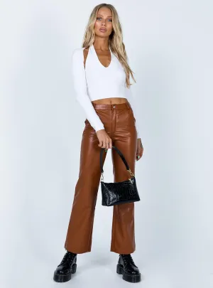 Comfort Cushioning Ashlea PU Pants Brown