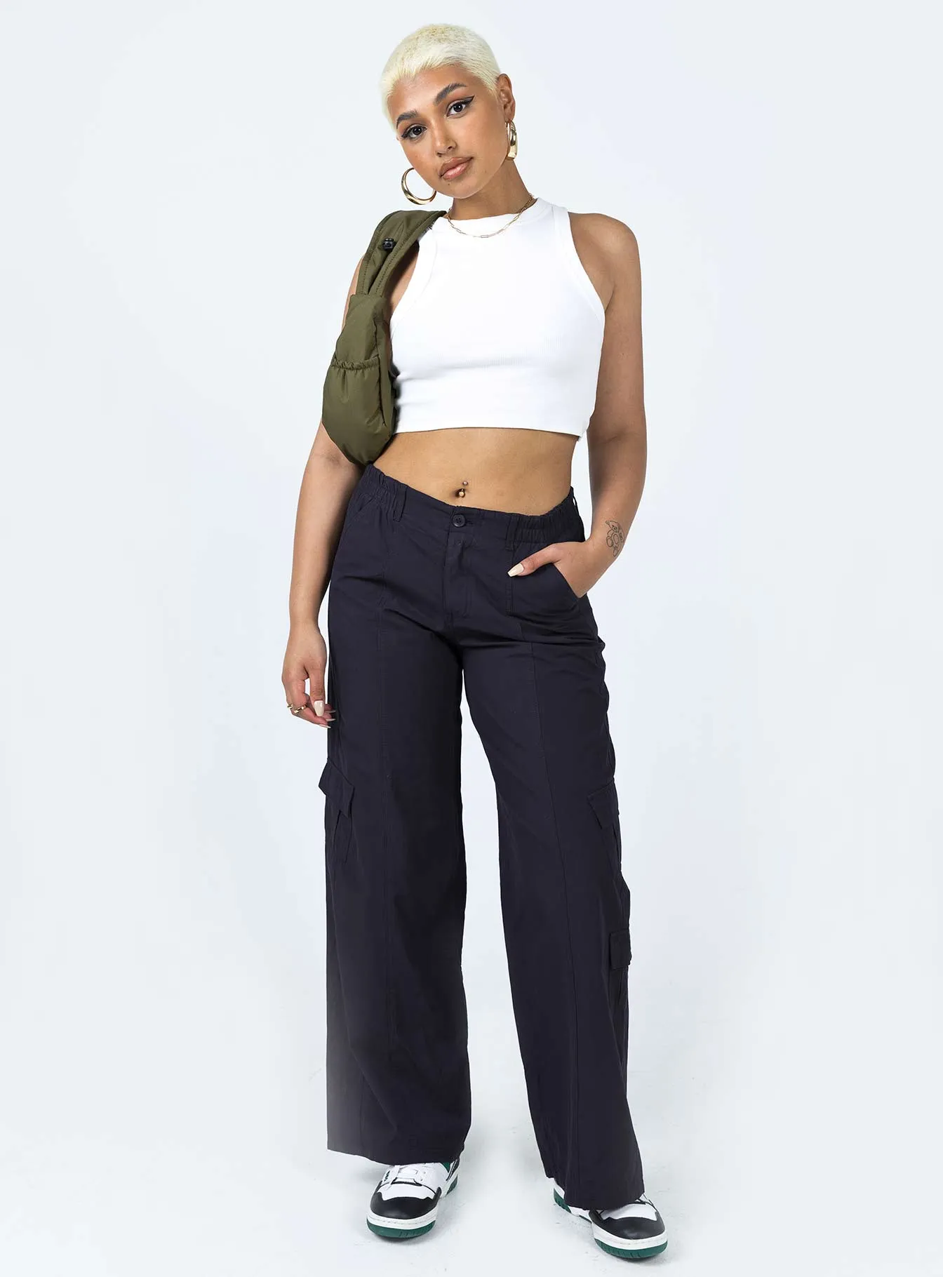 Boulevard Low Rise Cargo Pants Navy Eco Friendly Dye Process Bold Design