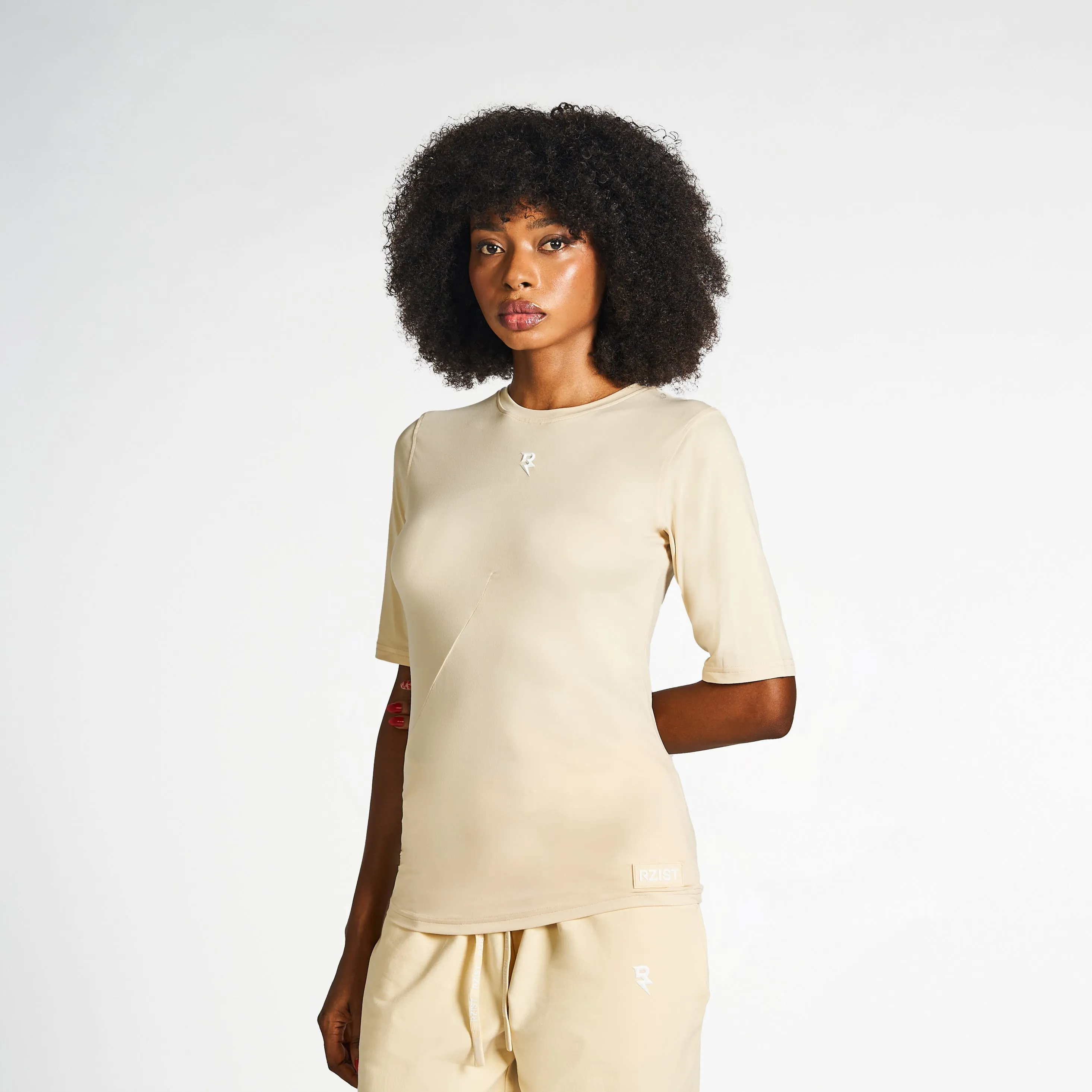 Versatile Style Sportswear Hem T-Shirt - Macadamia