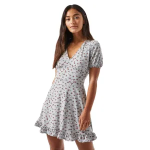Comfortable Wear Women's Floral Fit N Flare Mini Dress,Grey