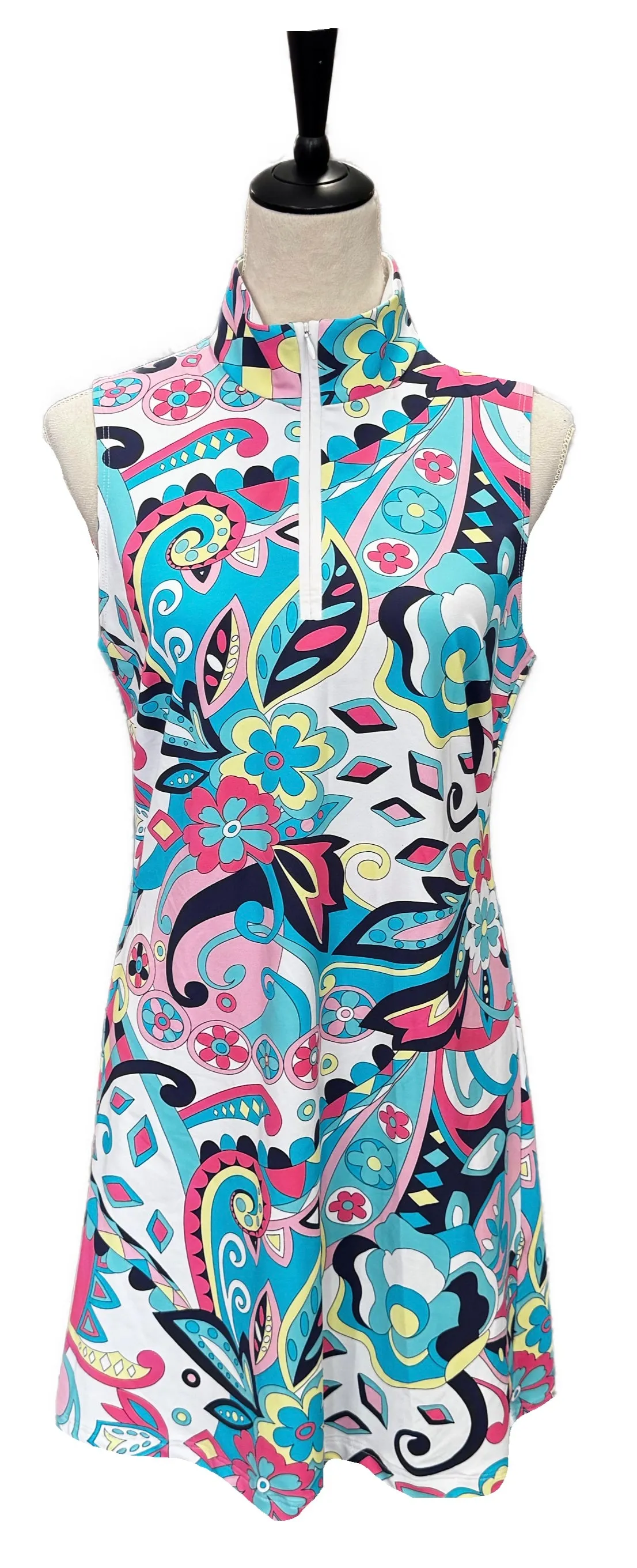 Comfortable and breathable Melly M Blue, Pink & Yellow Floral Print Women??s Sleeveless Golf Dress Size M MSP$195