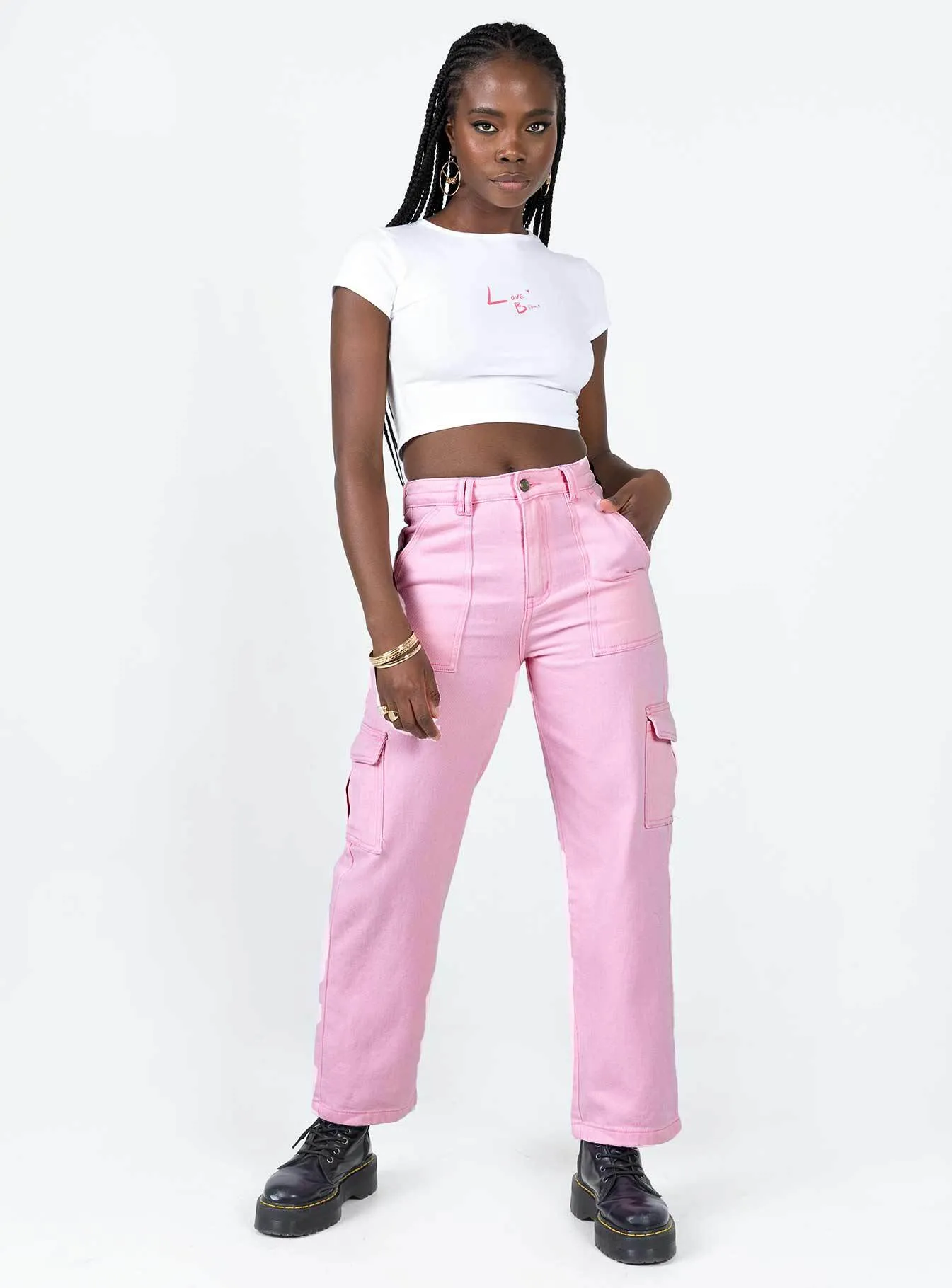 No Tag Flexible shape Adelaide Cargo Jeans Pink