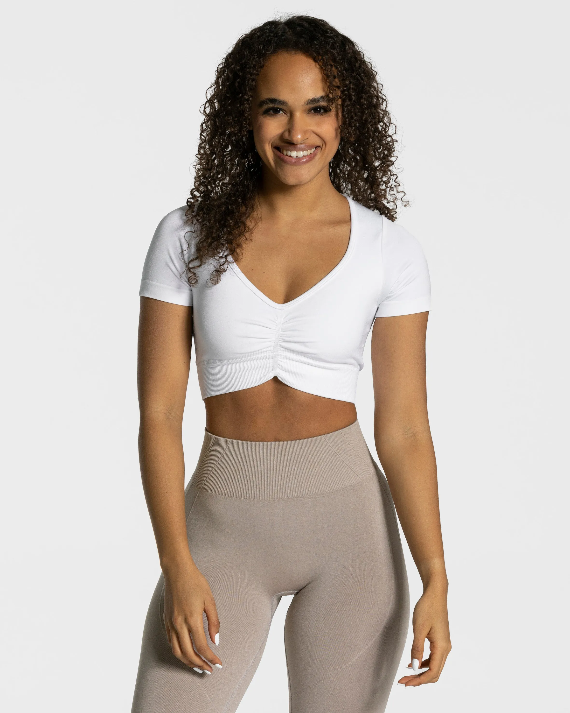 All-Day Stretch TearResistant Fabric Focus Crop Top "Wei?"