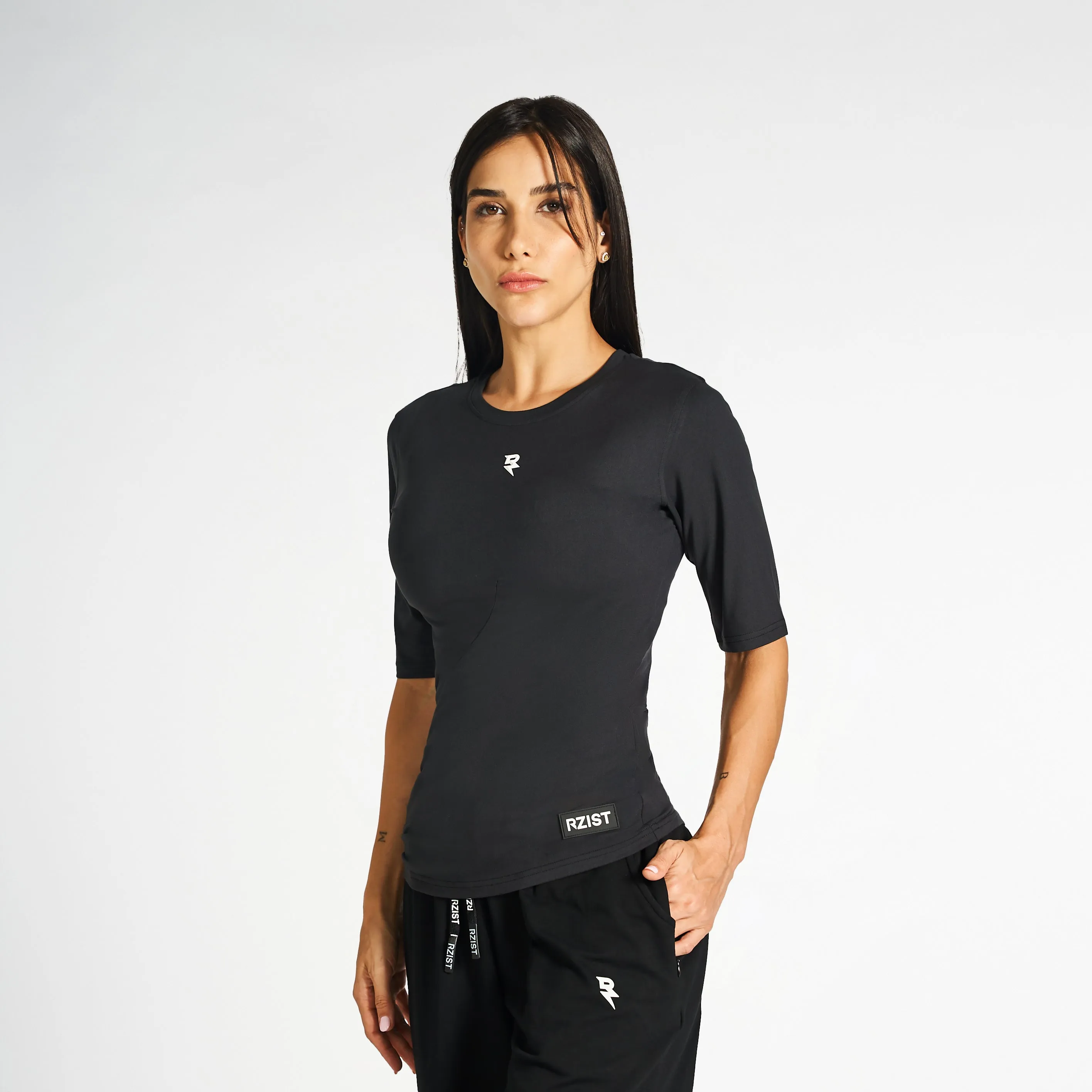 Sportswear Hem T-Shirt - Black Light Wear Breathable Mesh Panels