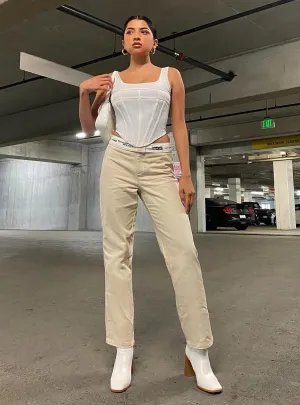 Loose Design Breath Friendly Dava Low Rise Pants Cream