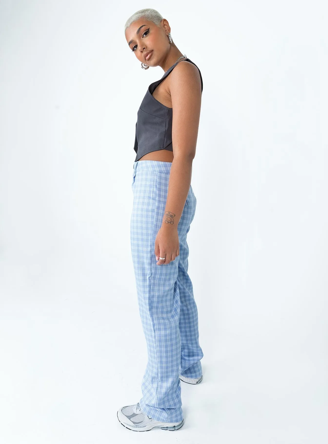 HighWaistSupport Titius Pants Blue Check