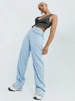 Titius Pants Blue Check Adaptable Design Chilly Day Comfort