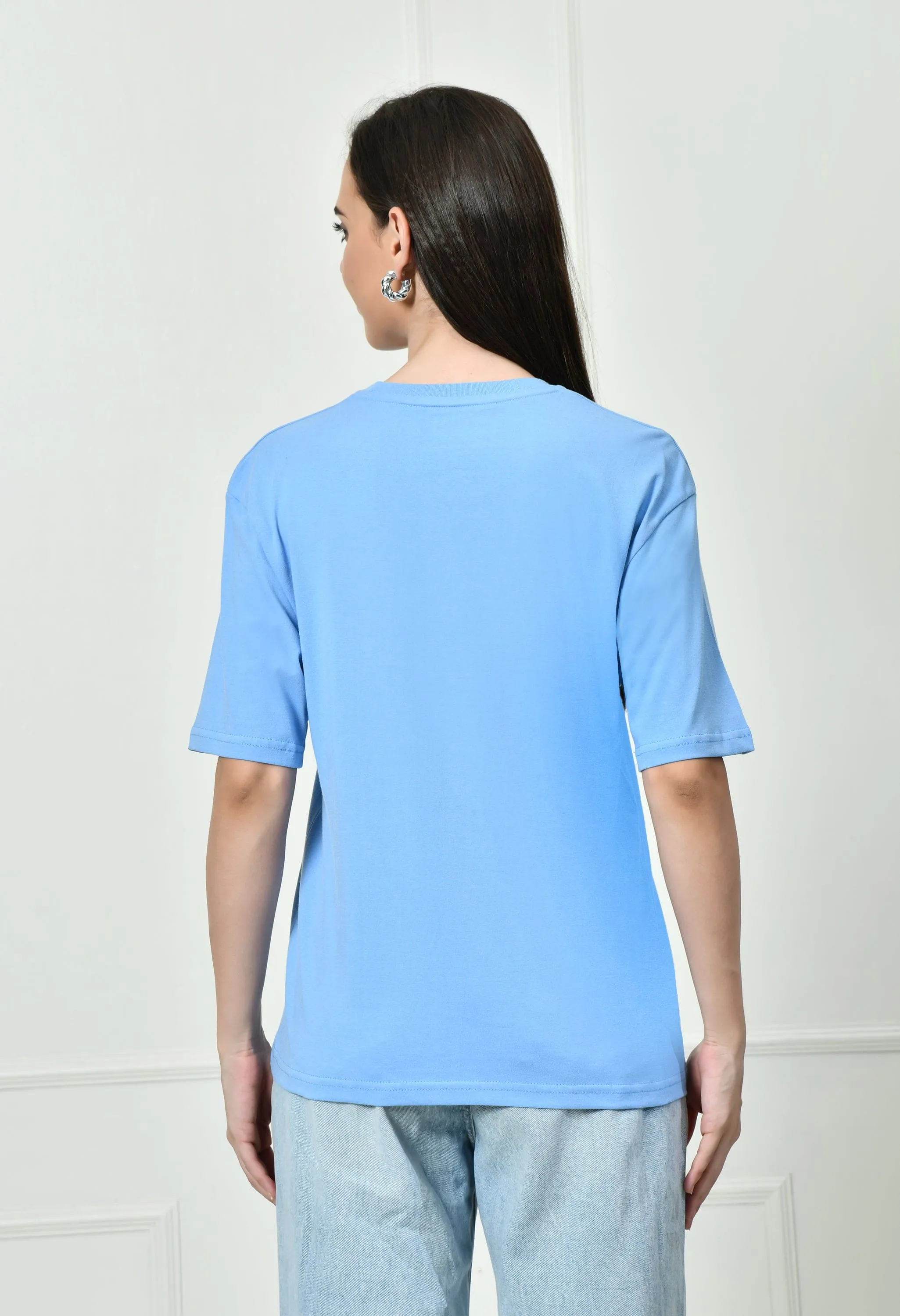 Timeless 100% Cotton Solid T-shirt - Sky Blue Timeless Must-Have