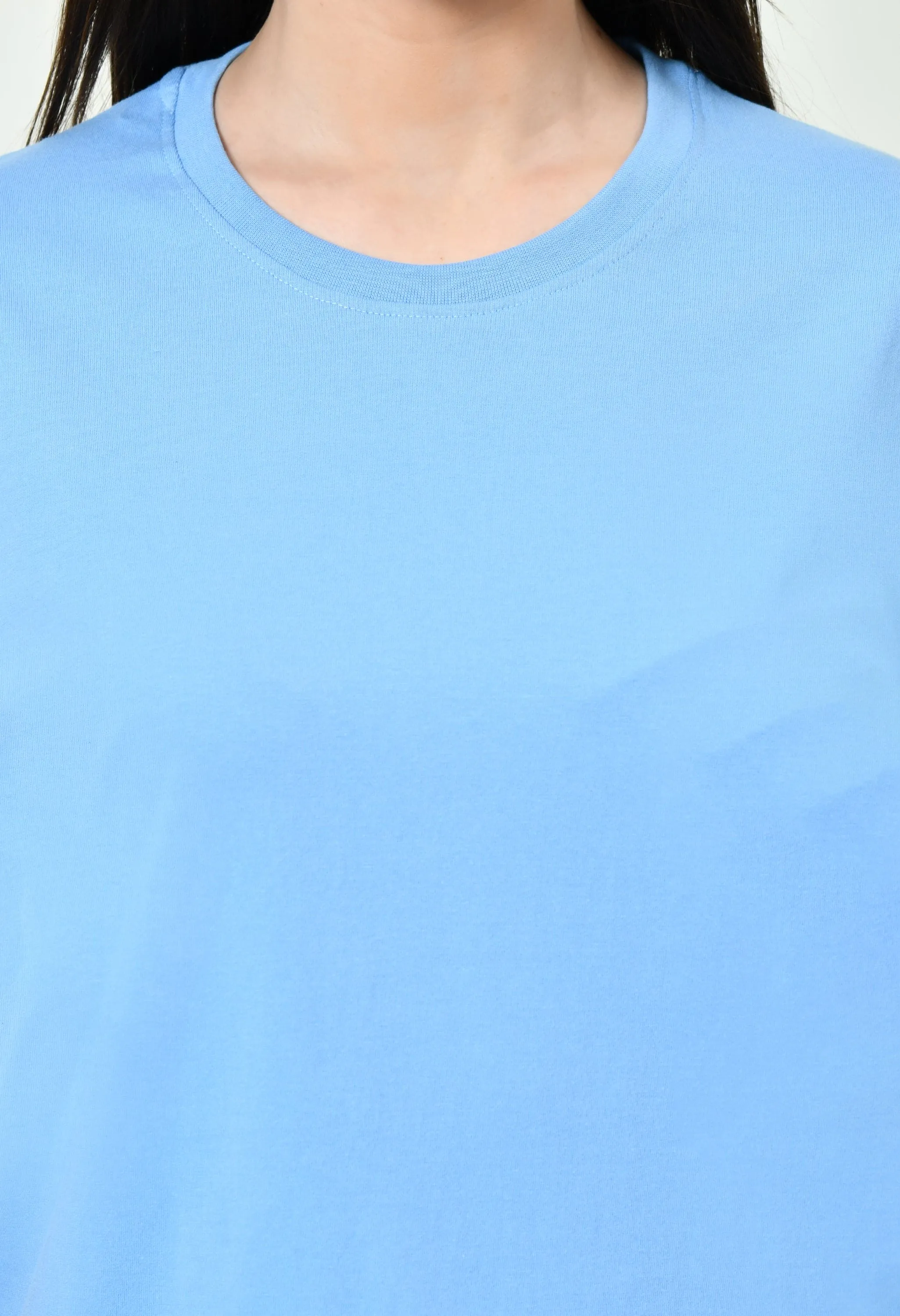 Timeless 100% Cotton Solid T-shirt - Sky Blue Comfort and Breathable