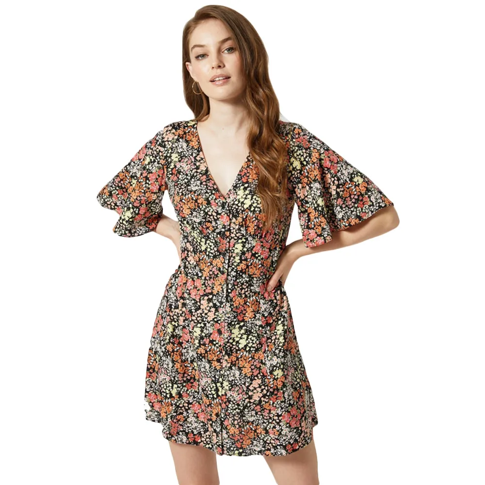 Women's Floral Casual Dress,Multi Flawless Waistband