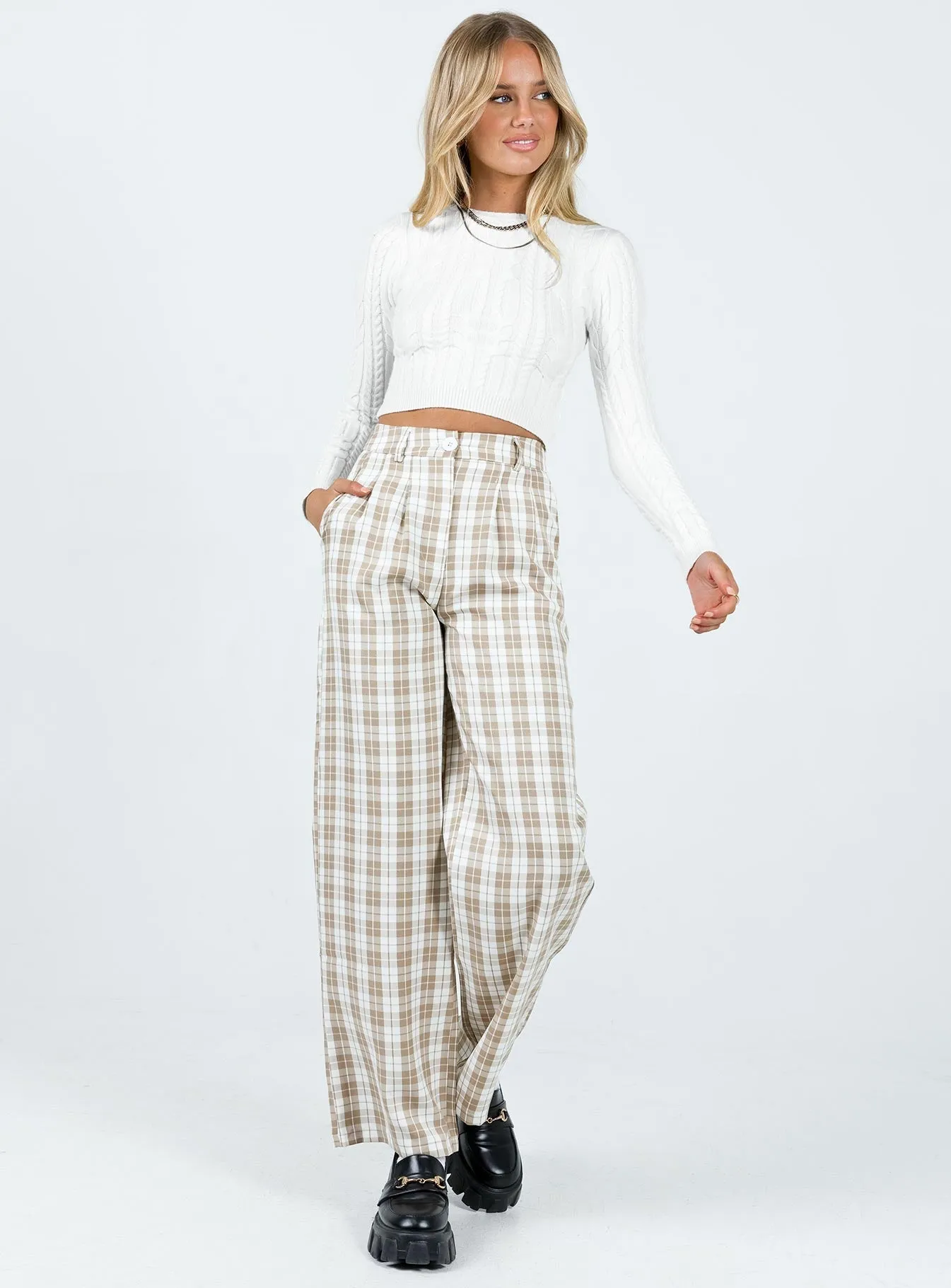 High Quality Material AntibacterialCoating Archer Pants Beige Plaid