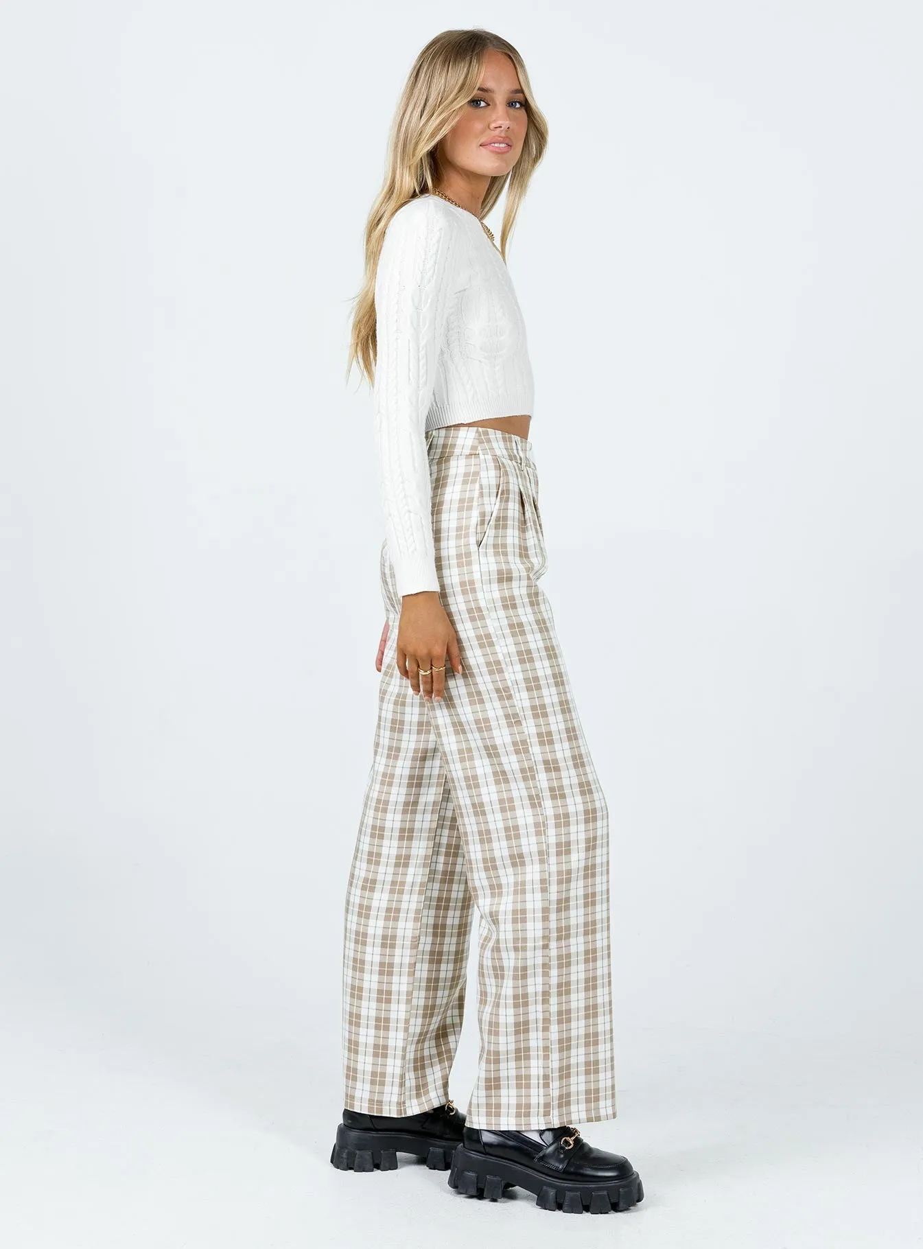 Performance Fit Archer Pants Beige Plaid