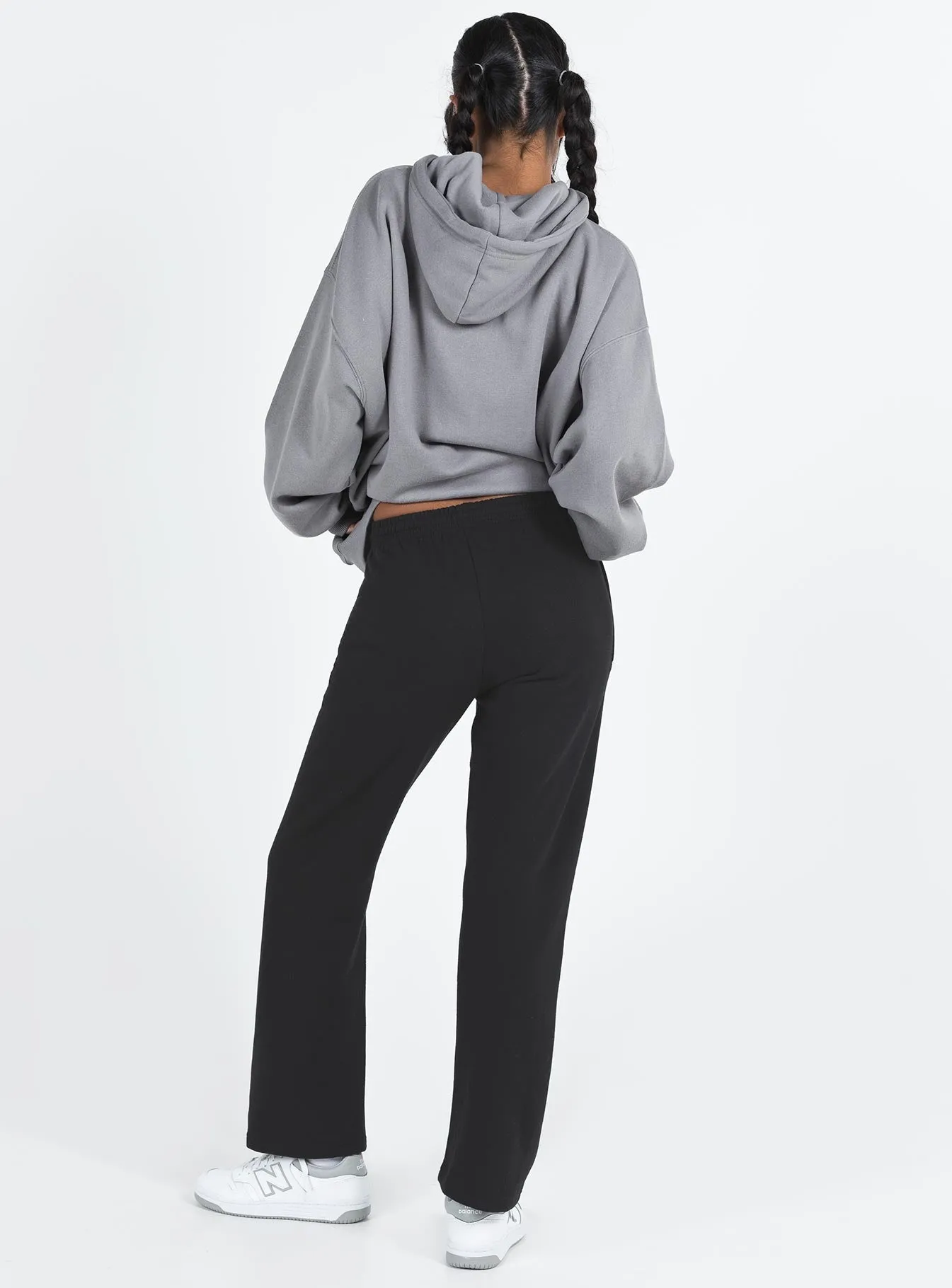 Arya Straight Leg Track Pants Black Casual Vibes Basic Look