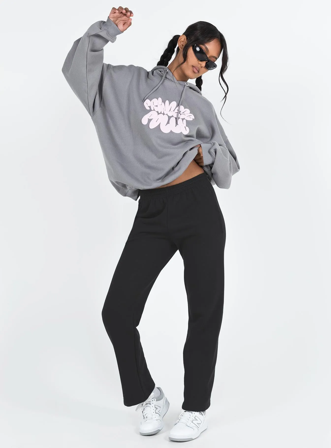 Arya Straight Leg Track Pants Black Wool blend WaterproofTechnology