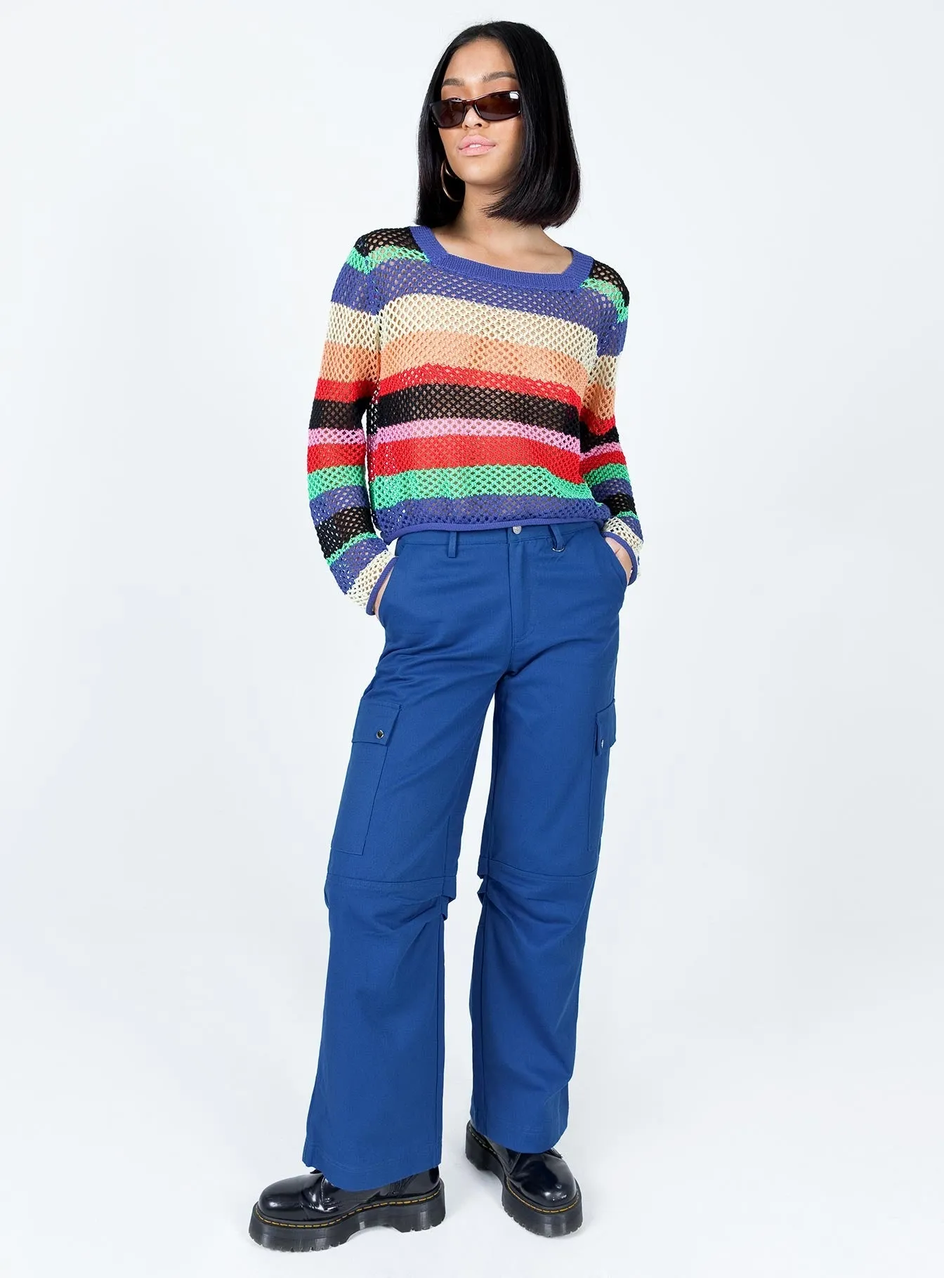 Fallout Mid Rise Cargo Pants Blue Easy Wear