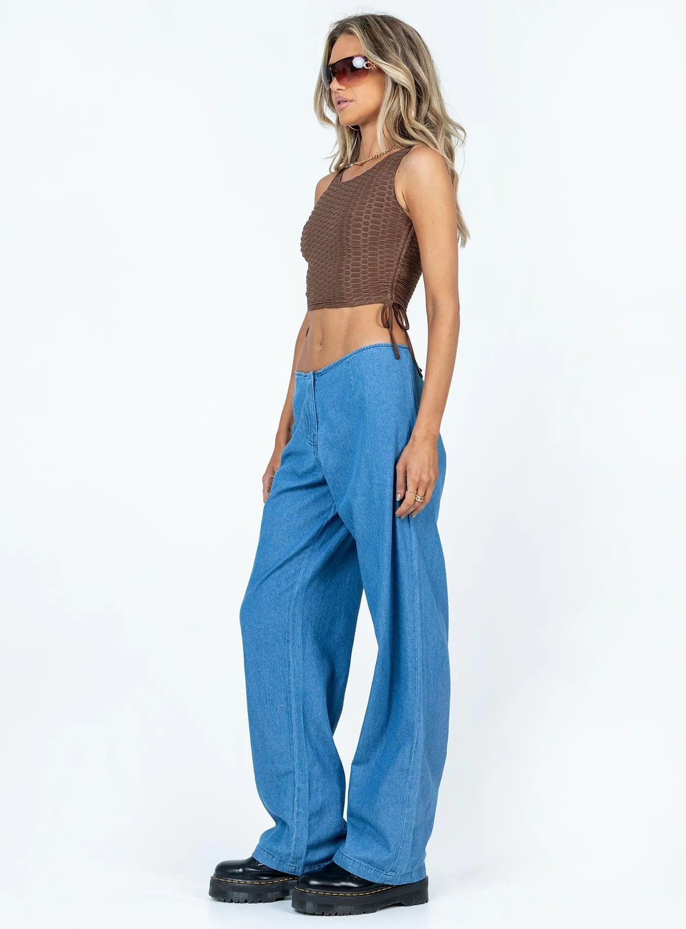 Flexible Fabric Compact Packability Motel Sedna Trouser Denim Stone Wash Blue