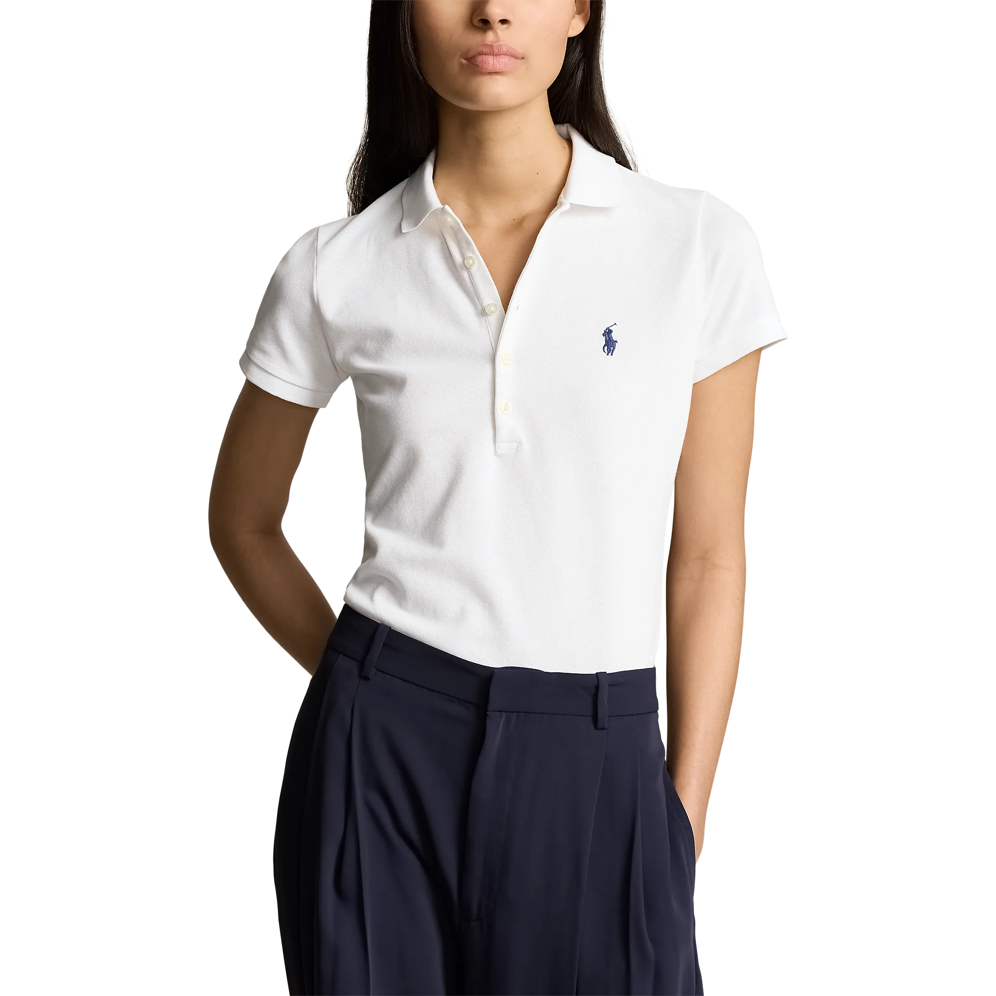Polo Performance Ralph Lauren Women's Cotton Tailored Fit Polo Shirt - Pure White Denim Cool Family Style