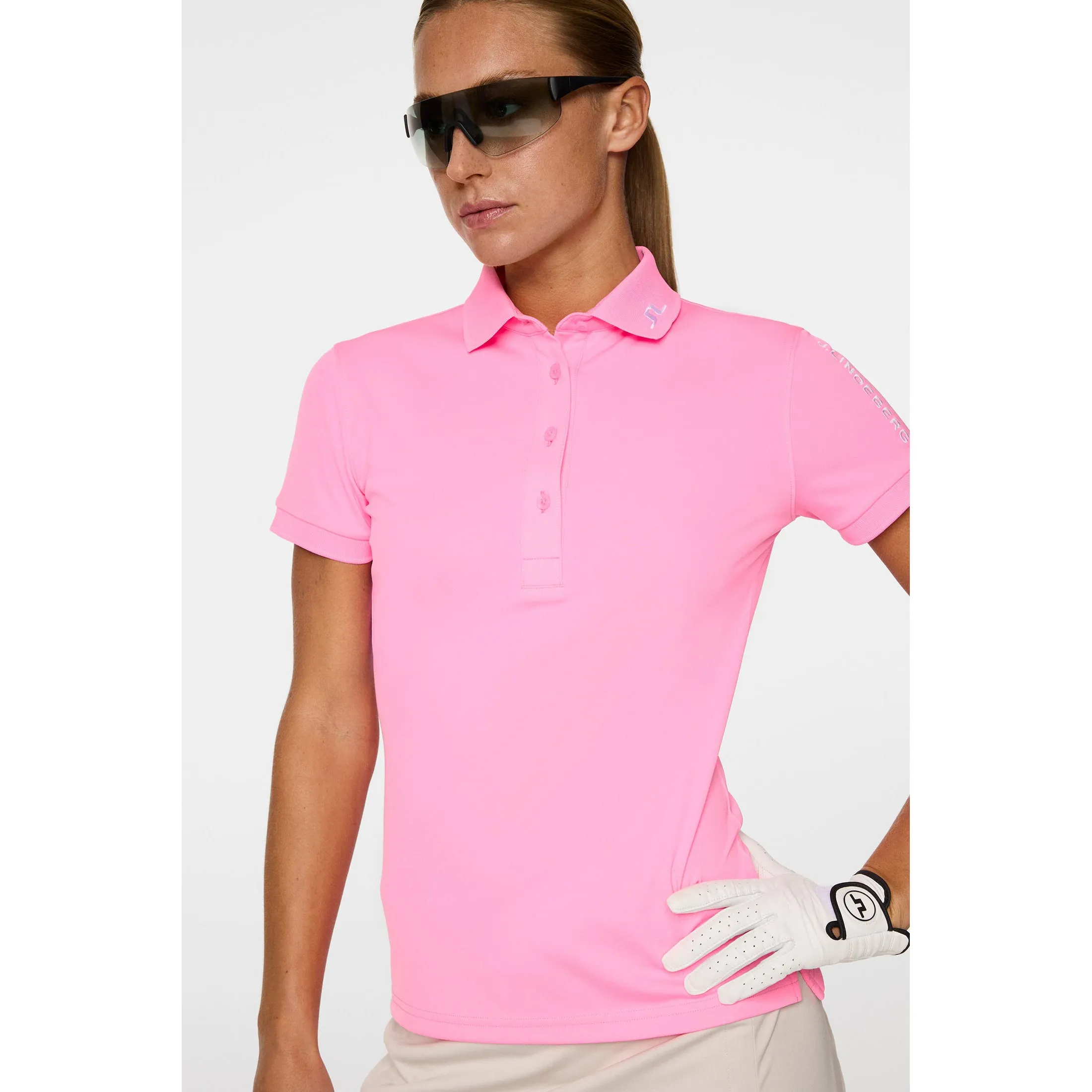 J.Lindeberg Women's Tour Tech Golf Polo Shirt - Eosine Pink Day Off