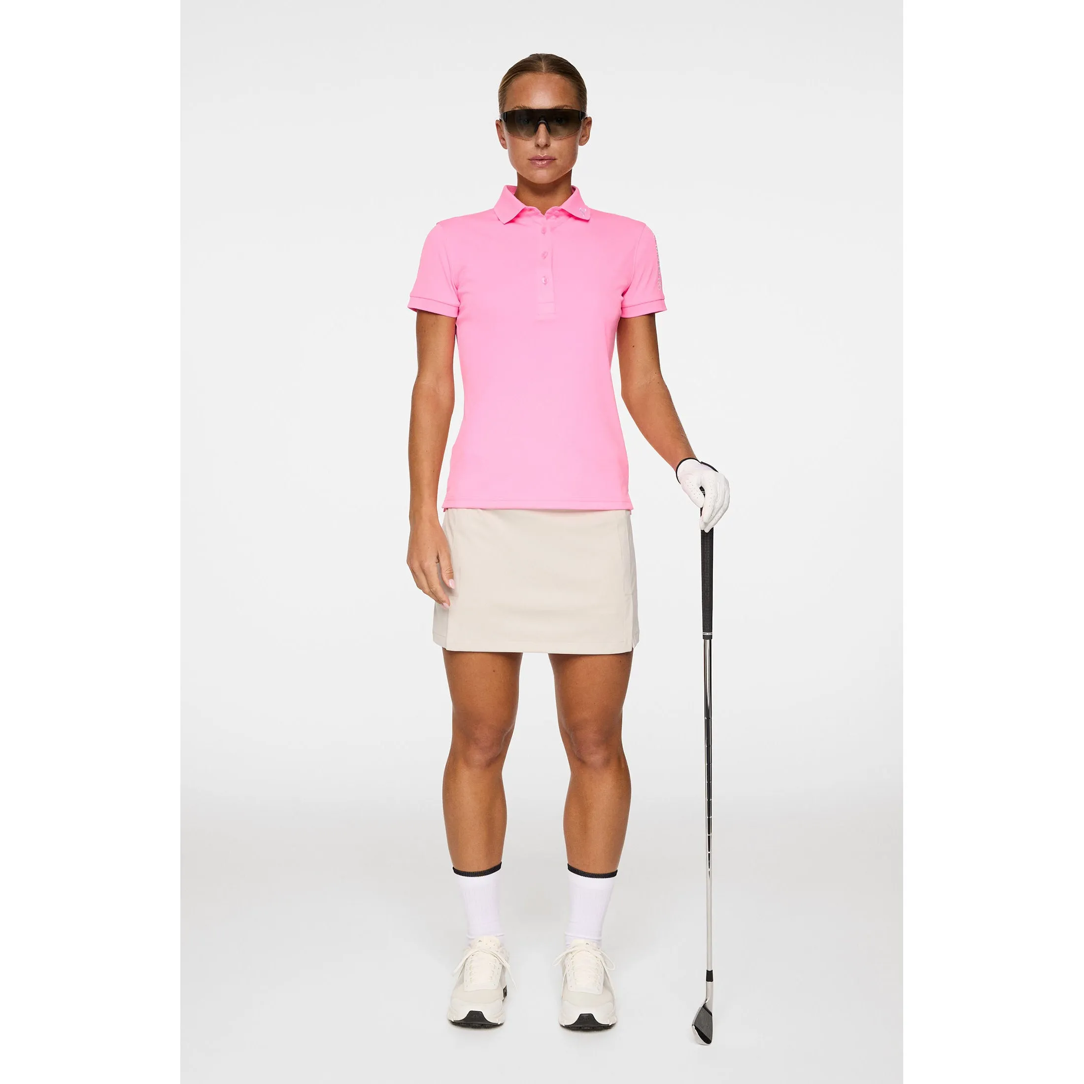 J.Lindeberg Women's Tour Tech Golf Polo Shirt - Eosine Pink Easy Breath Sharp Look