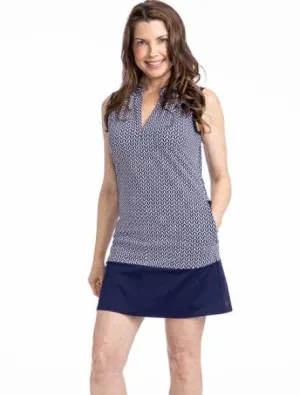 New Kinona Sandy Par Golf Dress- Navy Chic Chevron MSP$179 Draped Silhouette Easy to Wear